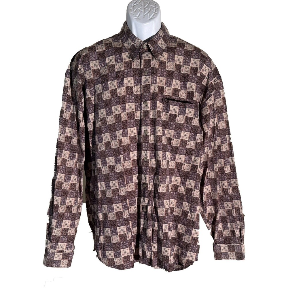 L'uomo by Enro Men's Long‎ Sleeve Button Down Checker Shirt XL